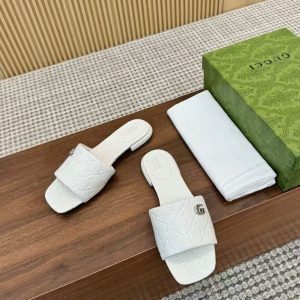 Gucci new women's trendy genuine leather fashion versatile original genuine leather daily matching convenient upper with embossed slippers