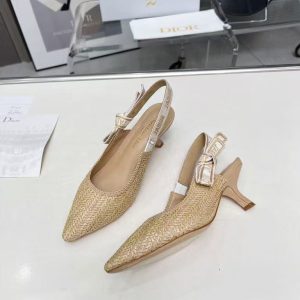 Dior new women's trendy and fashionable all-match genuine leather fashion embroidered high heels
