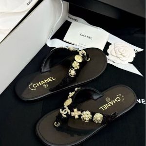 Chanel new women's leather trendy versatile fashion elegant slippers