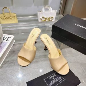 Chanel new women's fashionable versatile exquisite elegant leather line French retro high-heeled sandals