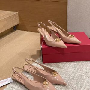 Sandalias de tacón alto casuales con suela exterior de cuero genuino, elegantes, exquisitas y versátiles, nuevas y modernas para mujer de Valentino