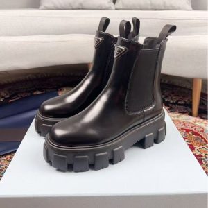 Prada's new women's trendy, comfortable and versatile genuine leather elegant and crystal short boots