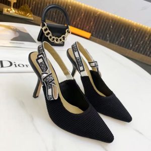 Dior new women's trendy and fashionable all-match genuine leather fashion embroidered high heels