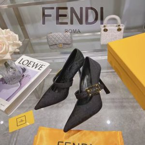 Fendi's new women's trendy high-end comfortable and versatile breathable woven high heels