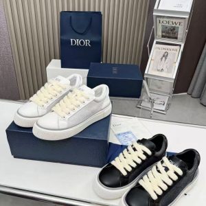 Dior's new men's and women's fashion comfortable and versatile breathable genuine leather shiny casual sports shoes