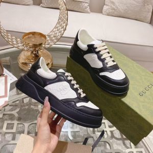 Gucci new men's and women's styles trendy high-end comfortable versatile genuine leather retro fabric couple white shoes
