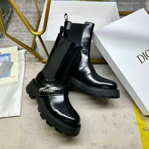 Dior new men's trendy high-end comfortable versatile breathable genuine leather shiny short boots