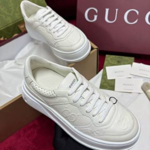 Gucci new men's and women's styles trendy high-end comfortable versatile genuine leather shiny thick-soled casual shoes