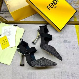 Fendi's new women's trendy high-end comfortable and versatile breathable leather high heels