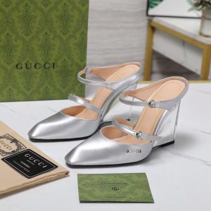 Gucci's new women's popular genuine leather fashionable and versatile comfortable casual wedge heel high heel sandals