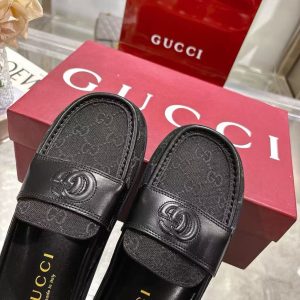 Gucci new men's fashion super versatile genuine leather comfortable casual slippers