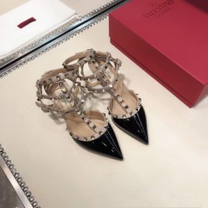 Valentino new women's exquisite hawk beak toe arc perfect leather high heels