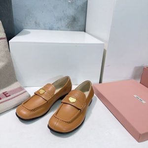 New Miu Miu women's style versatile lining comfortable breathable genuine leather rubber wear-resistant outsole trendy fashion casual shoes