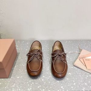 New Miu Miu women's style versatile lining comfortable breathable genuine leather rubber wear-resistant outsole trendy fashion casual shoes