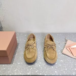 New Miu Miu women's style versatile lining comfortable breathable genuine leather rubber wear-resistant outsole trendy fashion casual shoes