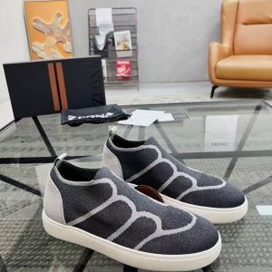 New Zegna men's versatile comfortable breathable leather rubber outsole fashion casual shoes