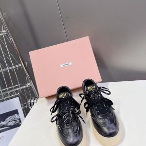 New Miu Miu women's style versatile comfortable breathable leather trendy casual shoes