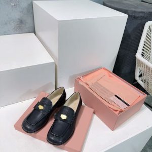 New Miu Miu women's style versatile lining comfortable breathable genuine leather rubber wear-resistant outsole trendy fashion casual shoes