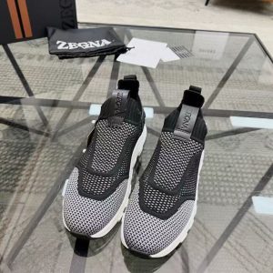 New Zegna men's versatile comfortable and breathable genuine leather flying woven fabric fashionable casual shoes