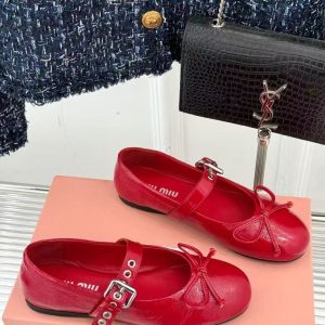 New Miu Miu women's style versatile lining comfortable breathable genuine leather soft bow clever trendy fashion casual slippers