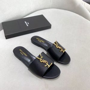 New Yves Saint Laurent women's fashionable and versatile comfortable leather elegant atmosphere comfortable casual slippers